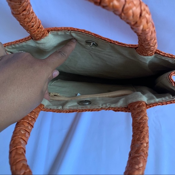 100% Wheat Straw Orange Hand Bag - Picture 6 of 10